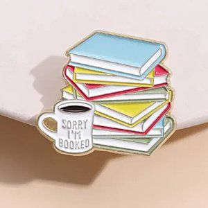 Cute Bookish Theme Enamel Pin/Brooches, "Sorry I'm Booked."